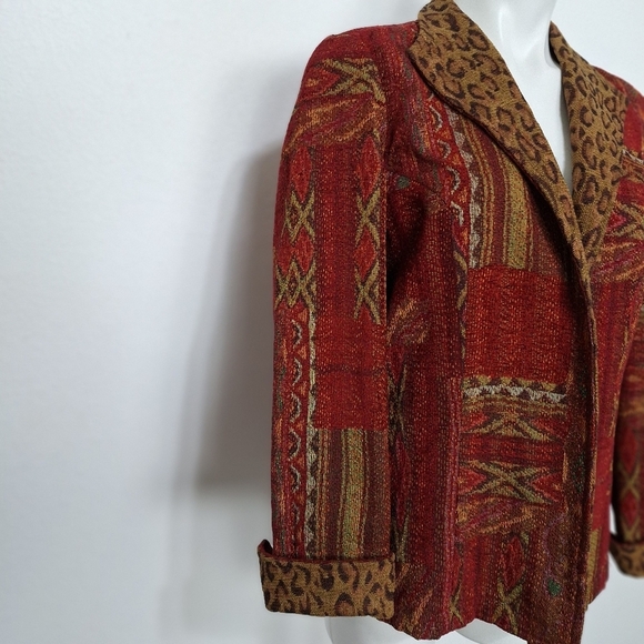 Coldwater Creek Multicolor Tapestry Animal Print Indie Sleaze Jacket Size PL - Picture 4 of 15
